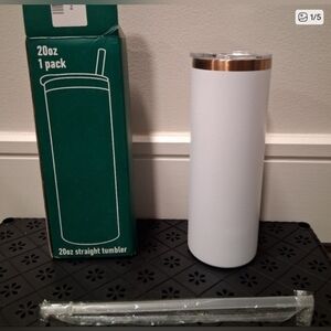 White Stainless Steel 20oz Tumbler with Clear Lid